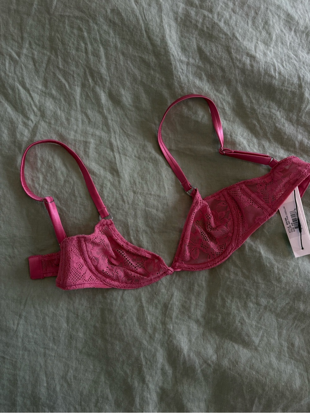 Fleur du Mal Hot Pink Lace Underwire Bra